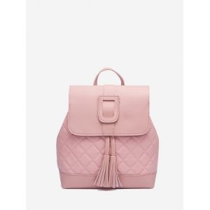 

Solid Tassel Quilted Backpack, Pink