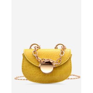 

Chain Round Metal Mini Saddle Bag, White