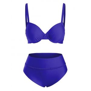 

Braided Dual Strap Push Up Bikini Swimwear, Blue