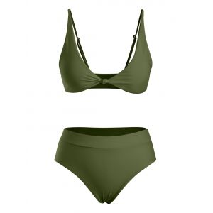 

Front Knot High Waist Bikini Swimwear, Light green