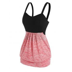 

Plus Size Two Tone Splicing Tank Top, Pink