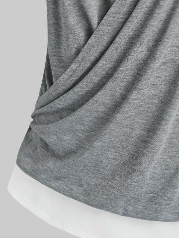 Plus Size Faux Twinset Asymmetric Tank Top