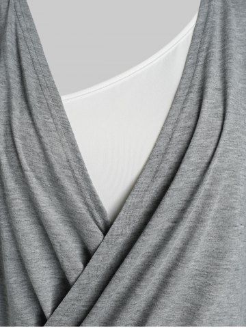 Plus Size Faux Twinset Asymmetric Tank Top
