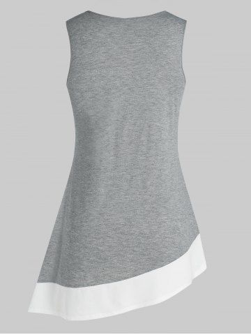 Plus Size Faux Twinset Asymmetric Tank Top