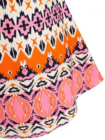 Plus Size Aztec Pattern Backless Skirted Tunic Cami Top