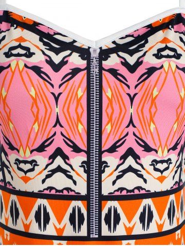Plus Size Aztec Pattern Backless Skirted Tunic Cami Top