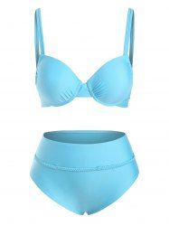 Maillot de Bain Bikini Tressé à Double Bretelle - Bleu clair L