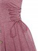 Robe Boutonnée à Epaule Dénudée à Lacets - Rose clair XL