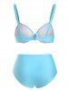 Maillot de Bain Bikini Tressé à Double Bretelle - Bleu clair L