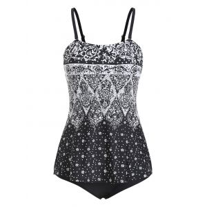 

Snowflake Dotted Overlay Printed One-piece Swimsuit, Black