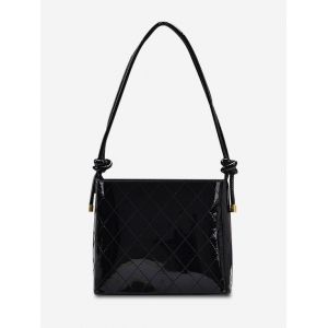 

Rhombus Stitching Knot Strap Shoulder Bag, Black