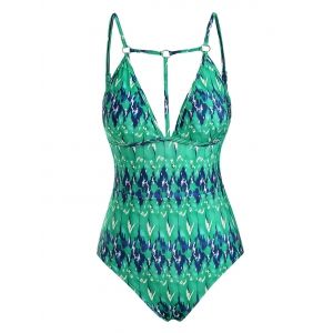 

Strappy O Ring Backless One-piece Swimsuit, Light green