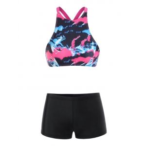 Crisscross Tie Dye Bikini Swimwear, Multi