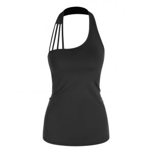 

Strappy Halter Plain Tank Top, Black