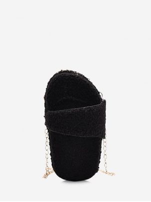 Slipper Shape Chain Teddy Faux Fur Crossbody Bag