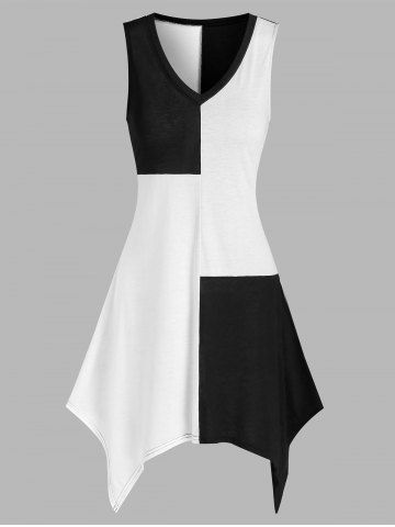 Colorblock Handkerchief Tank Dress - MULTI - XXL