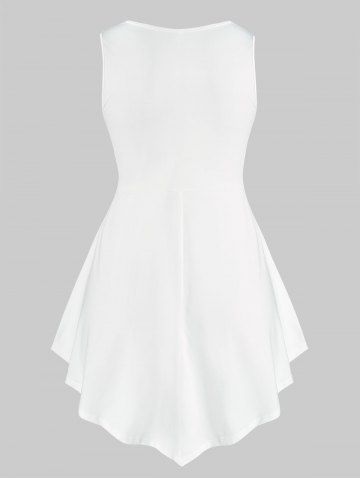 Plus Size Asymmetric Embroidered Tank Top