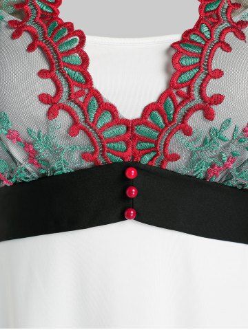 Plus Size Asymmetric Embroidered Tank Top