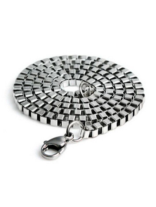 

2MM Width Box Chain Stainless Steel Necklace, Silver