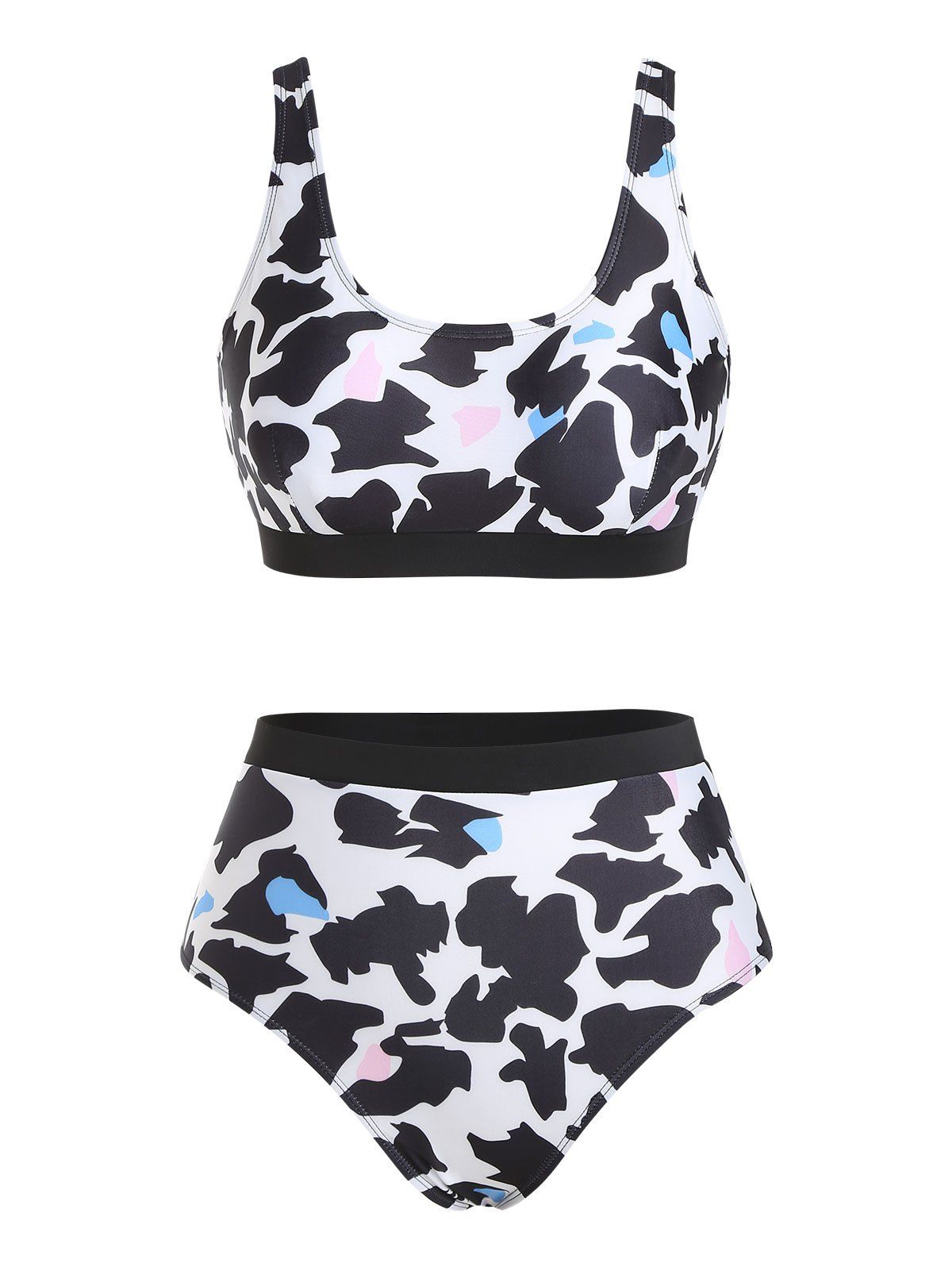 

Animal Print High Waisted Tank Bikini Swimwear, Black