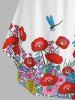 Plus Size Cutout Floral Print Ruched Tank Top -  