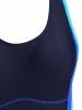 Colorblock Stitching Cutout Back One-piece Swimsuit -  