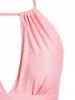 Stripes Panel Ruched Keyhole Cutout One-piece Swimsuit -  