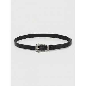 

Retro Floral Carved Pin Buckle Western Belt, Black