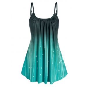 

Plus Size Ombre Color Star Print Swing Tank Top, Multi