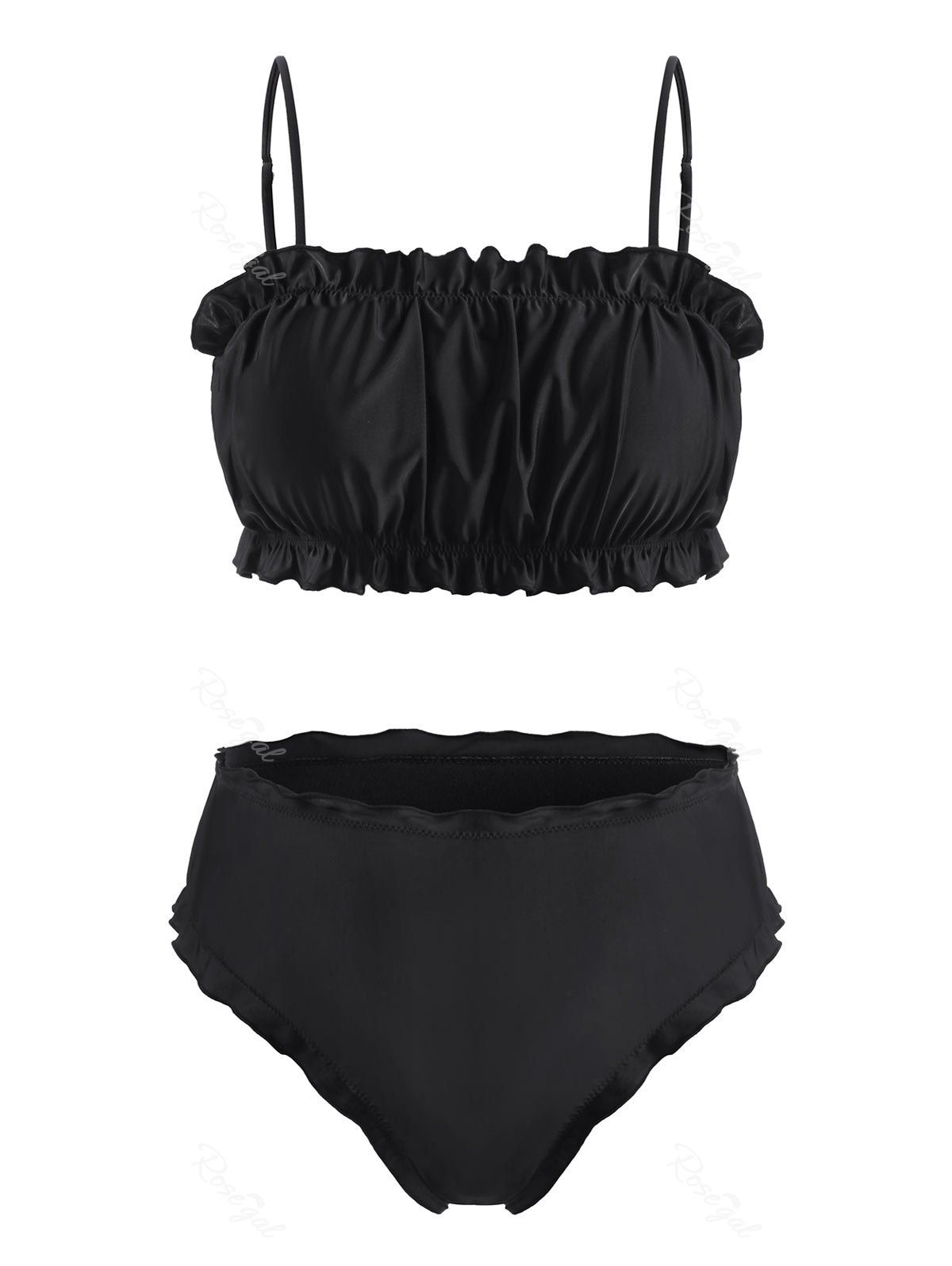 Plus Size Ruffle Full Coverage Bikini Swimwear [31% OFF] | Rosegal
