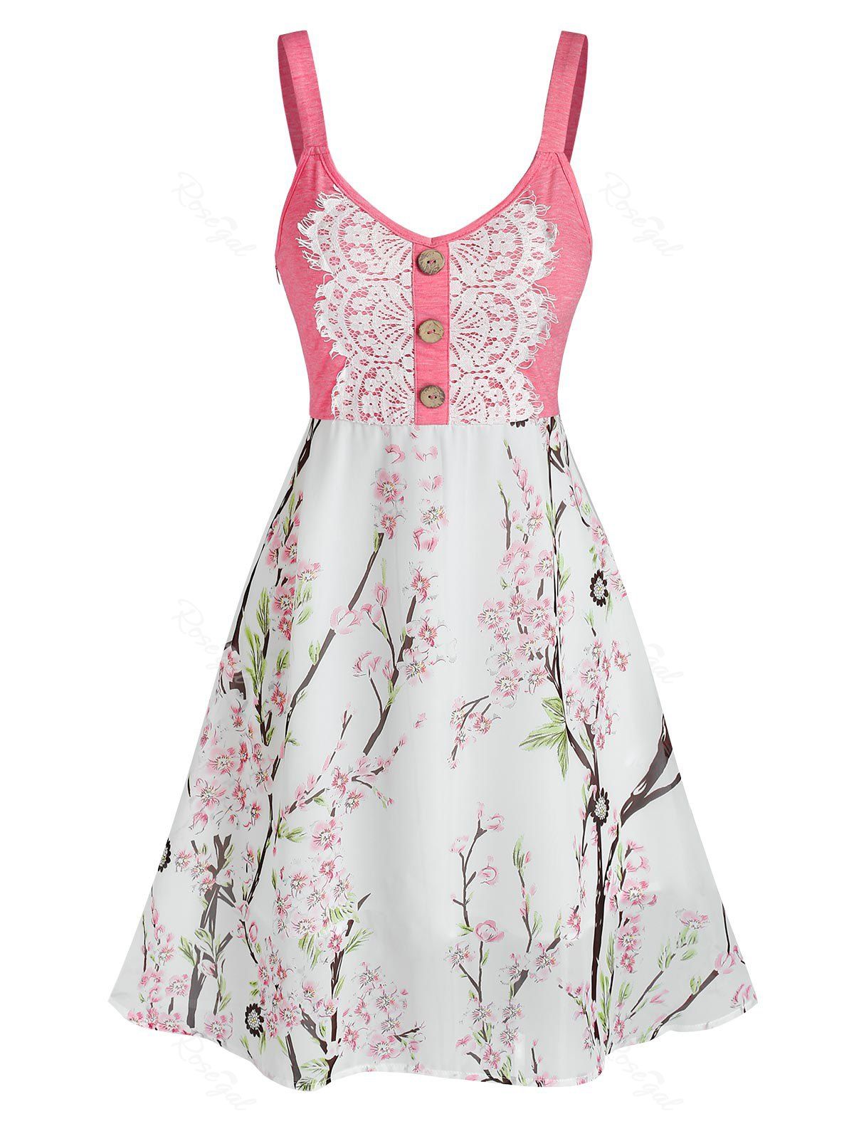 Robe en Dentelle Applique à Fleurs Blanc XL