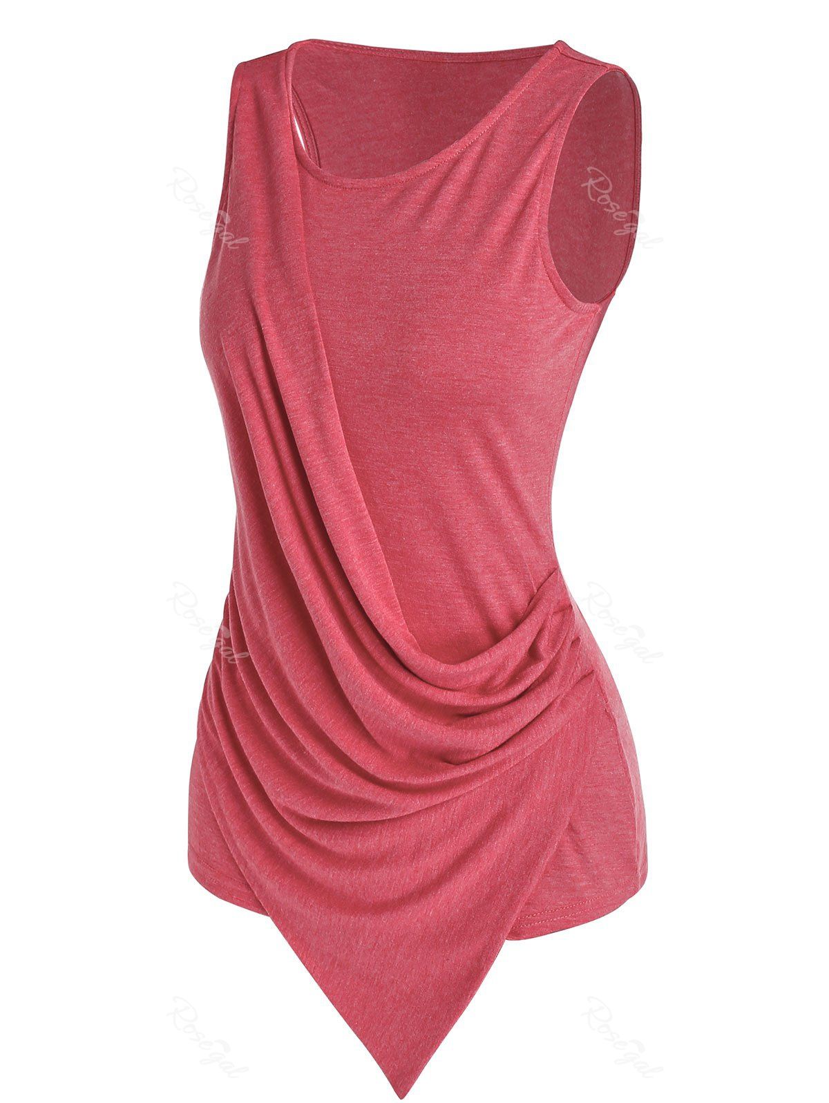 Outfits Asymmetrical Draped Overlay Tank Top  