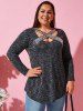 Plus Size Sequined Criss Cross Space Dye Tunic Tee -  