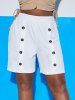 Sailor Style Buttoned Plus Size Bermuda Shorts -  