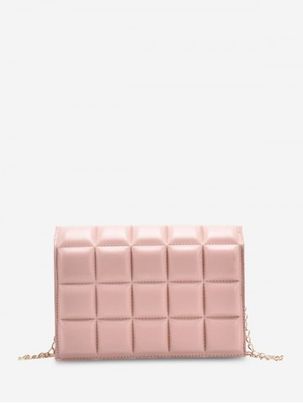 Soft Chocolate-Quilted Flap Chain Crossbody Bag