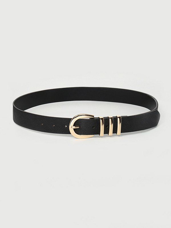 

Brief Textured Metal Pin Buckle Belt, Black