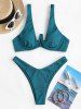Ribbed Monowire High Cut Bikini Swimwear -  