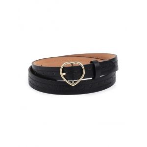 

Embossed Heart Shape Pin Buckle Belt, Black