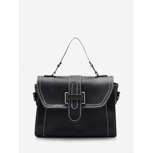 

Contrast Stitching Retro Crossbody Bag, Black