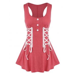 

Plus Size Racerback Lace Up Tank Top, Red