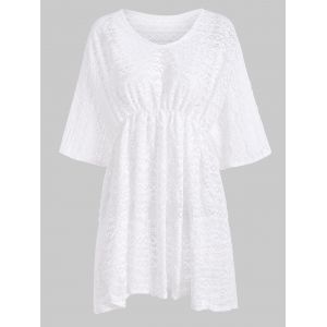 

Hollow Out Waisted Beach Cover Up, White