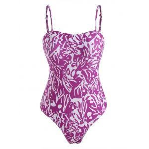 

Abstract Print One-piece High Leg Swimsuit, Purple