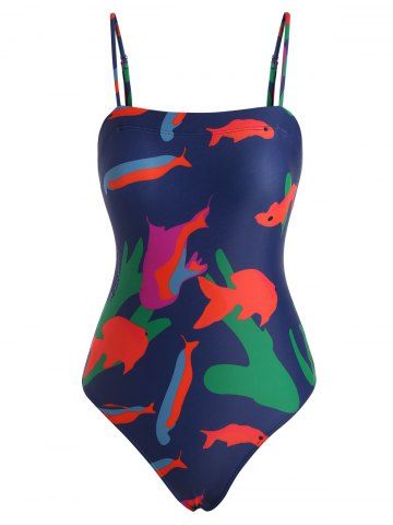 Cami Fish Print One-piece Swimsuit - MULTI - S