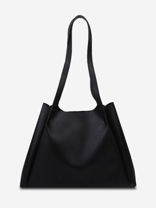 

Solid Double Strap Shoulder Bag with Inner Pouch, Black