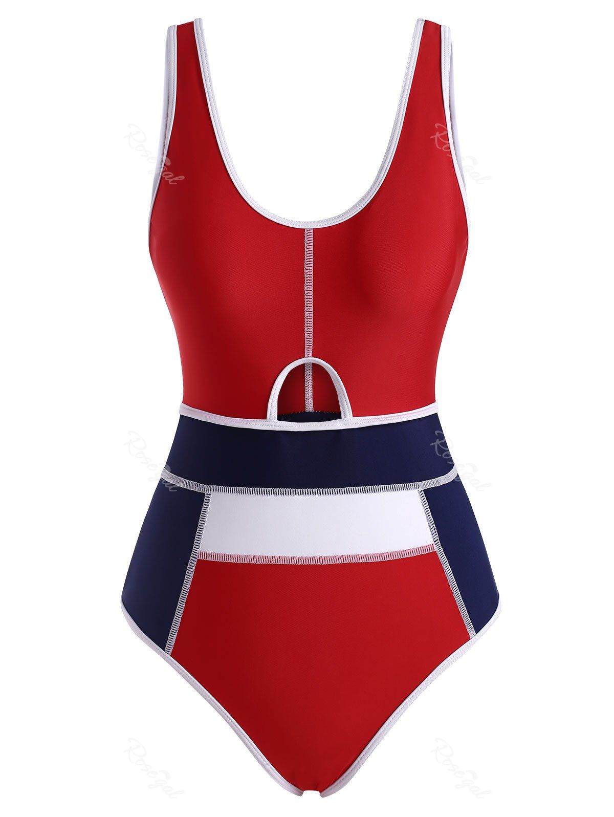 Best Piping Colorblock Cutout Tank One-piece Swimsuit  