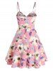 Floral Print Surplice Mini Flare Dress -  