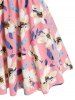 Floral Print Surplice Mini Flare Dress -  