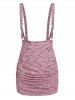 Off The Shoulder Bowknot T-shirt and Heathered Underbust Suspender Top -  