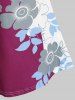 Plus Size Floral Print Colorblock Tee -  