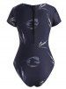 Leaf Print Criss Cross Cutout Plunging One-piece Swimsuit -  